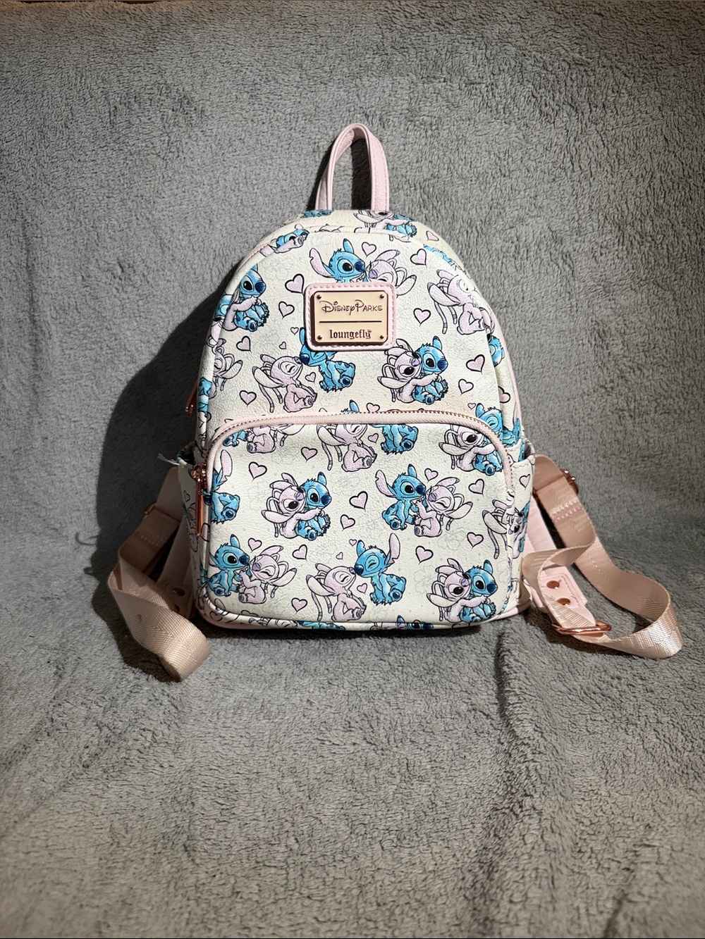 Valentine’s day Stitch and Angel Pink & Blue Mini Backpack
